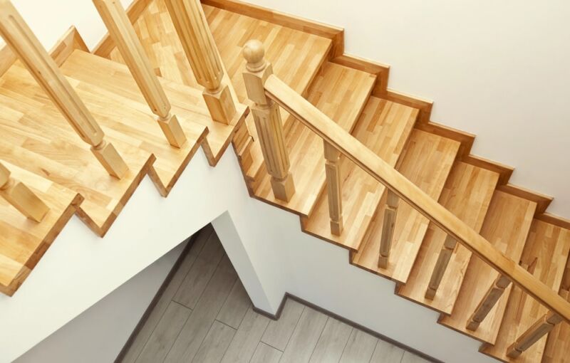 Light wood stairs with natural finish, inspiration for painting wood stairs 