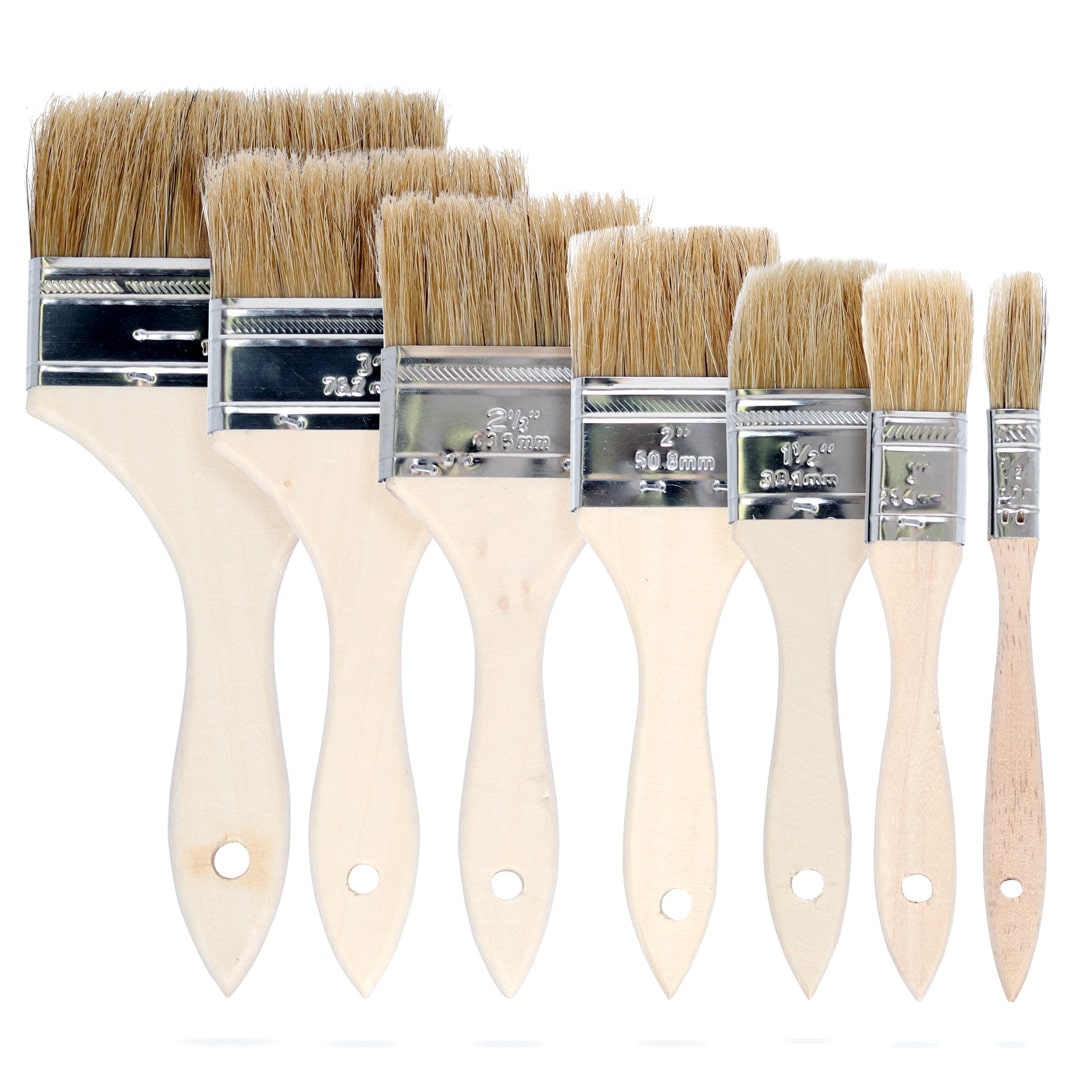  2.5 Flat Chip Brush, 2 Pack, Natural Bristle Chip Paint Brush  for Waxes, Milk Paint, and Glazes