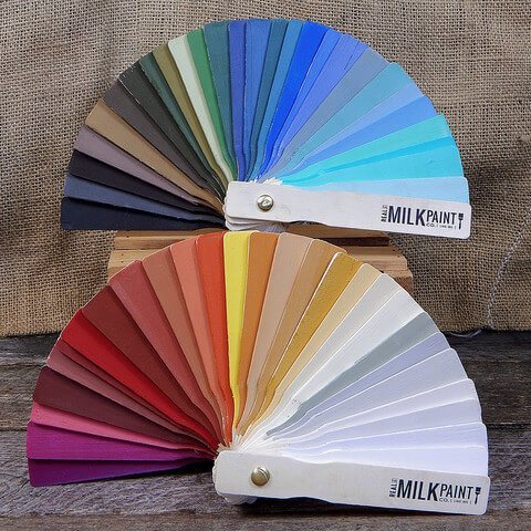 Real Milk Paint color palette with a range of shades for painting wood stairs.