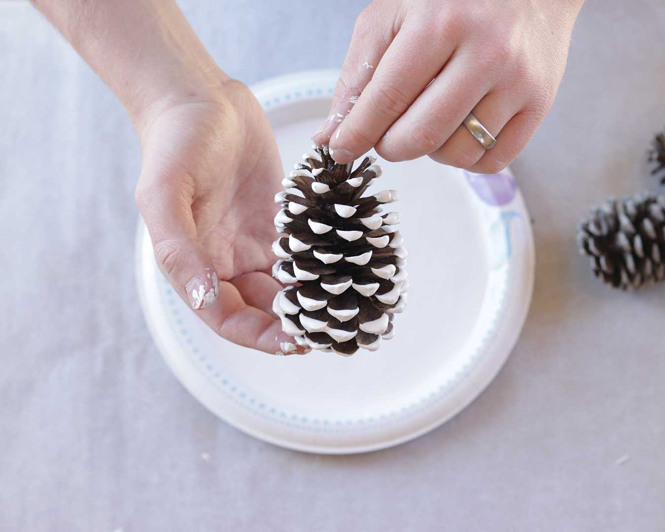 How To Paint Pine Cones Like Christmas Trees With Real Milk Paint   RMPCo PineConePainting 11 2019 