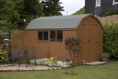 natural toned wood shed