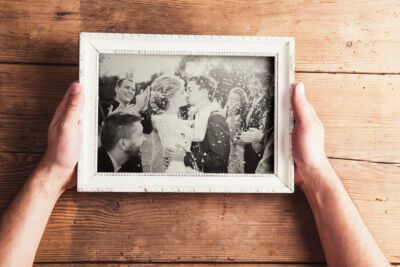 diy picture frame with wedding photo, one the best diy woodworking gifts for loved ones